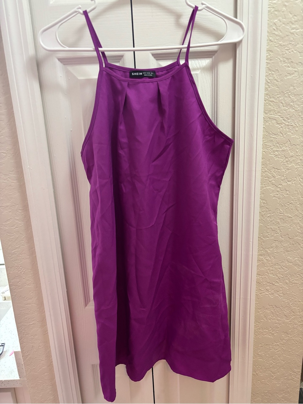SHEIN Purple Spaghetti Strap Halter Dress
